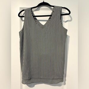 Black and White Ann Taylor Striped Sleeveless Top